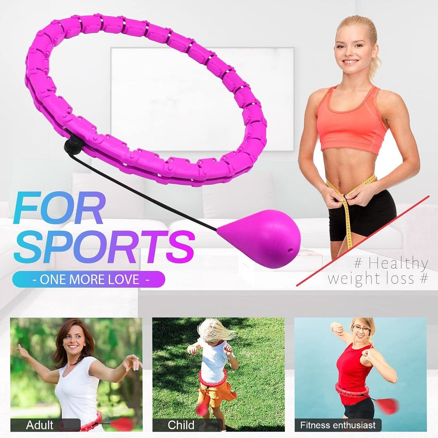 Custom Knots Weighted Hoola Fitness Hoop Adult Smart Hula Thin Waist Weight Loss