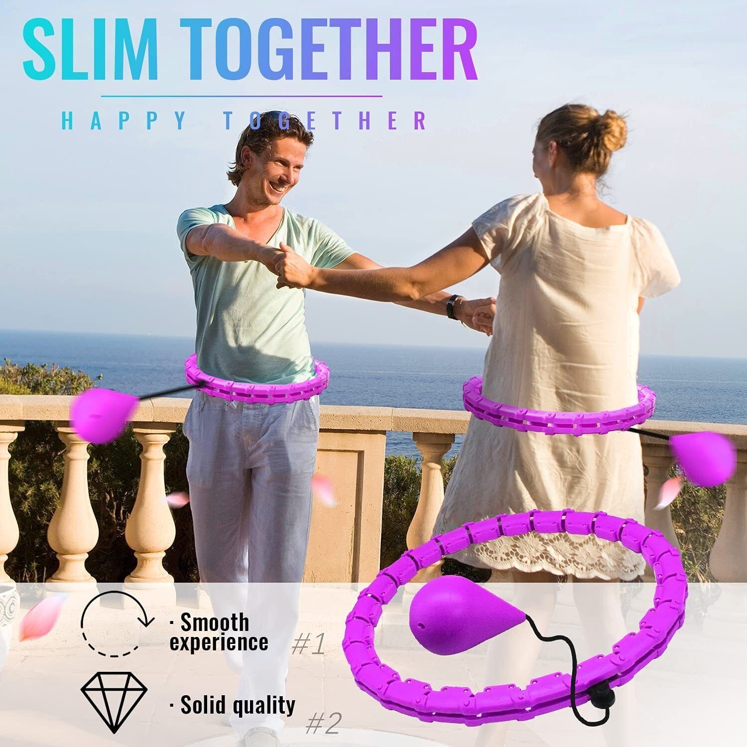 Custom Knots Weighted Hoola Fitness Hoop Adult Smart Hula Thin Waist Weight Loss